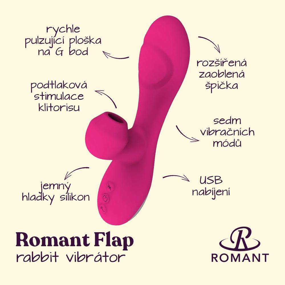 Romant-Flap-vibrator-rabbit-s-poklepem-a-tlakovym-stimulatorem-na-klitoris-ruzovy-2 Romant Flap vibrátor rabbit s poklepem a tlakovým stimulátorem na klitoris růžový