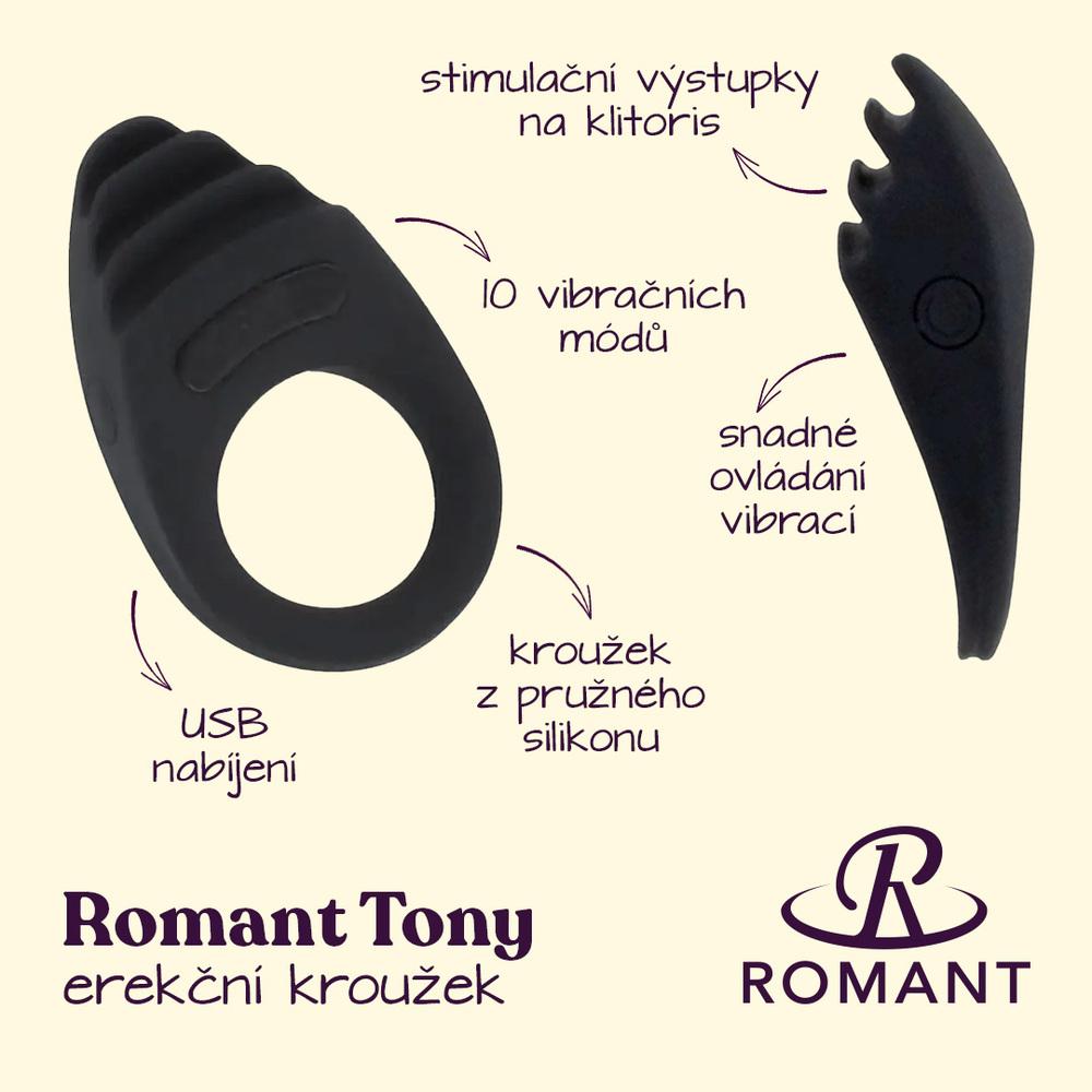 Romant-Tony-erekcni-krouzek-vibracni-cerny-2 Romant Tony erekční kroužek vibrační černý